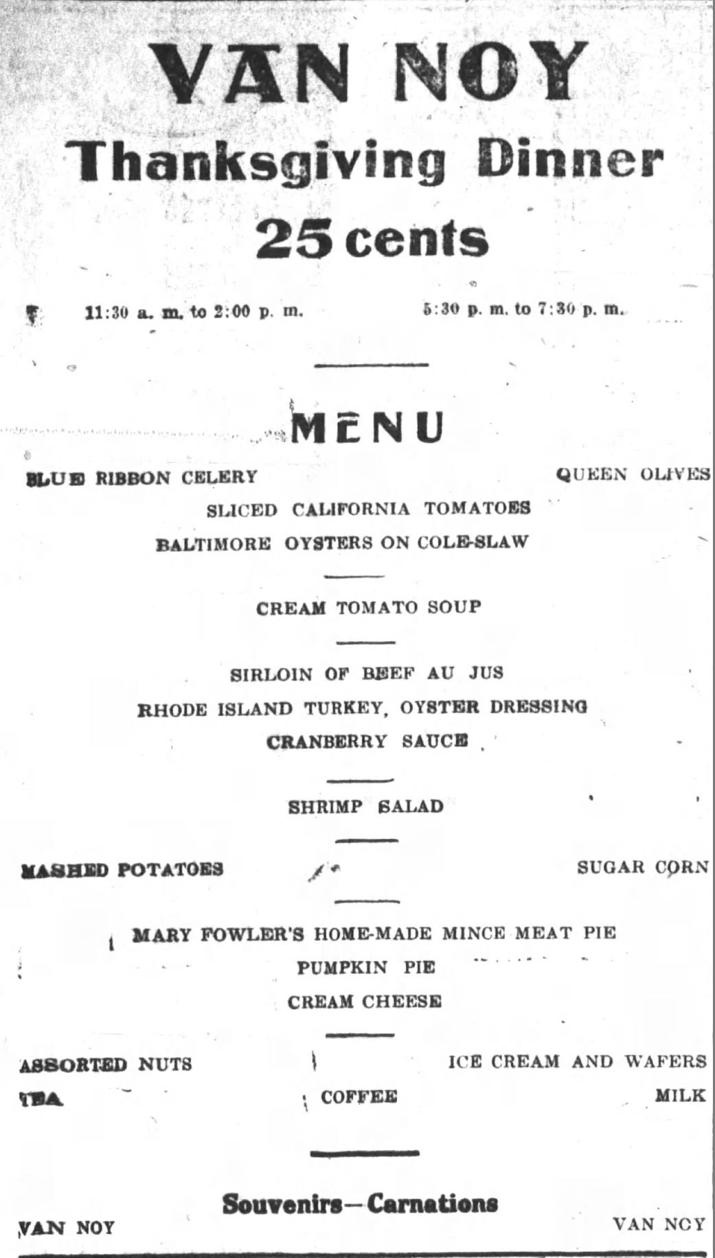 Van Noy Thanksgiving Dinner